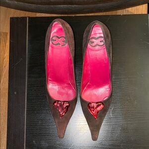 Escada Brown Heels with Pink Interior